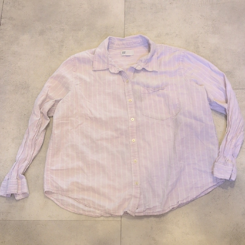 GAP Lavender & White Striped Button-Down Shirt